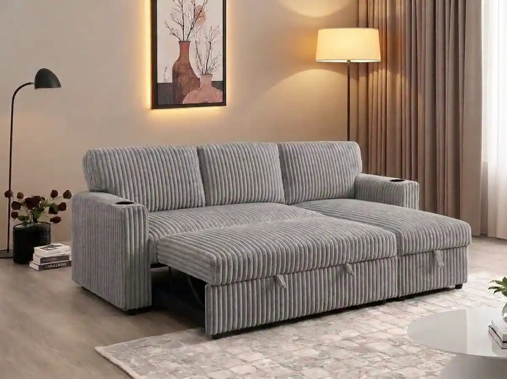 3 seater Grey Pullout Sofa bed