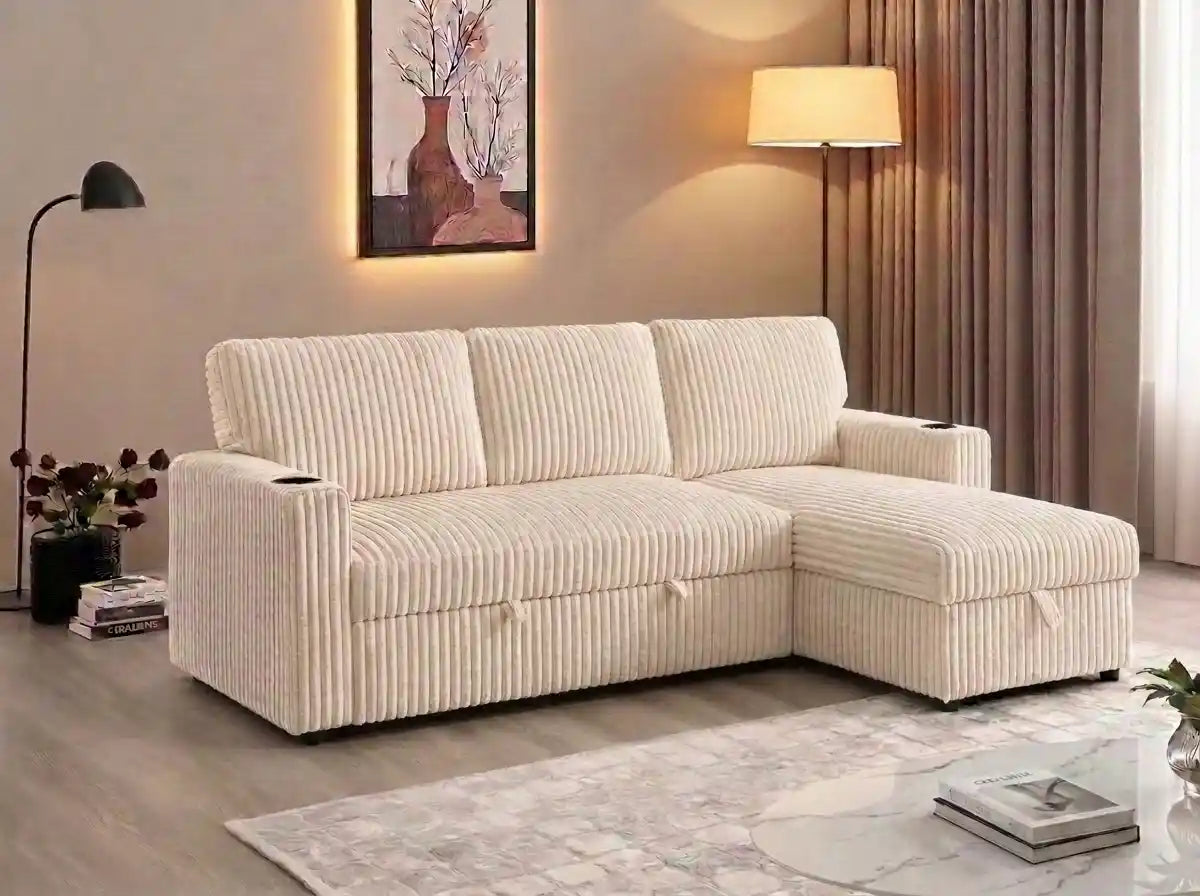 Beige Pullout Sofa bed