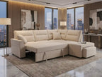 5-Seater L-Shape Sofa Bed – Plush Fabric, Hidden Storage & 2 Ottomans