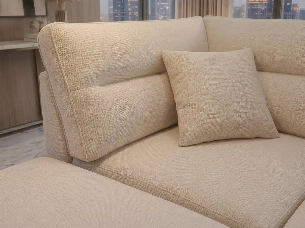 5-Seater L-Shape Sofa Bed – Plush Fabric, Hidden Storage & 2 Ottomans