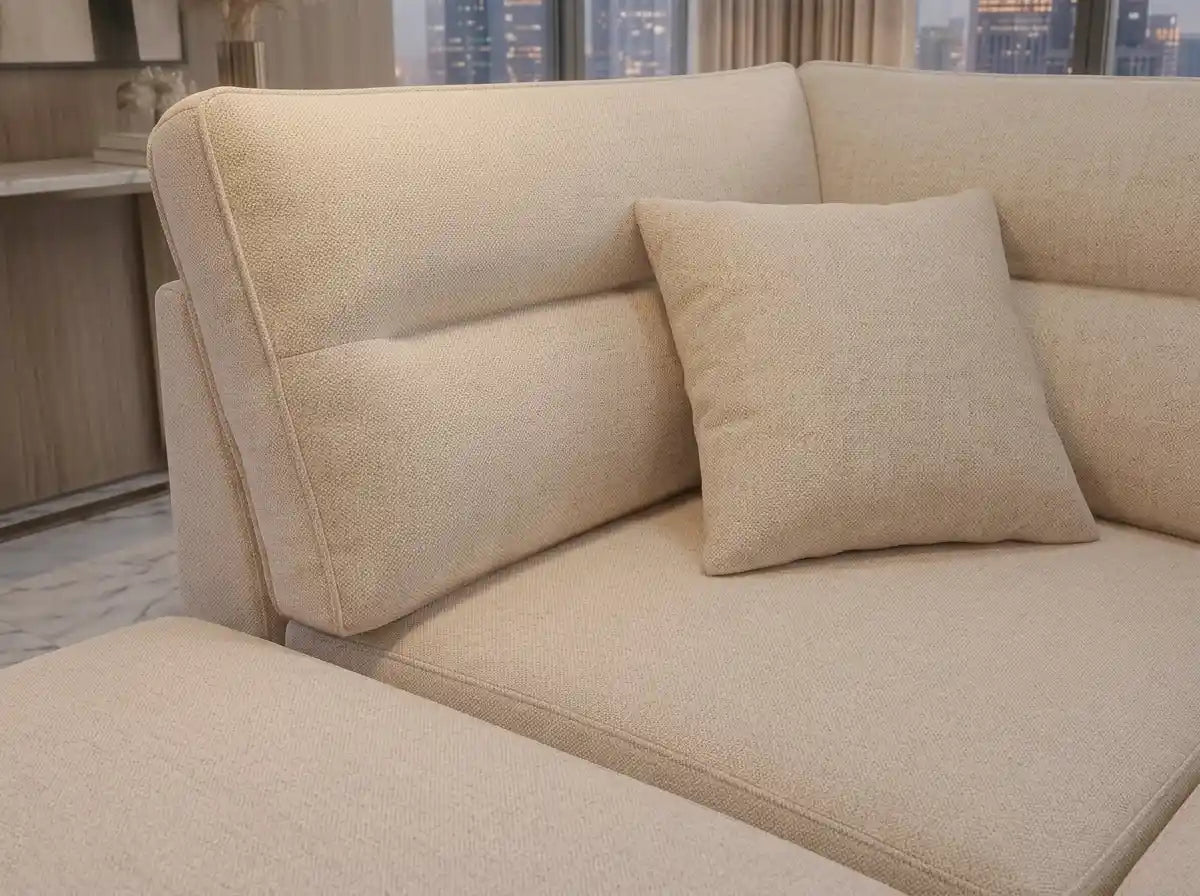 5-Seater L-Shape Sofa Bed – Plush Fabric, Hidden Storage & 2 Ottomans