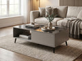 Onyx Slate Black Rectangular Coffee Table – Modern Storage Design