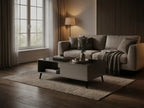 Onyx Slate Black Rectangular Coffee Table – Modern Storage Design