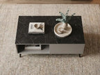 Onyx Slate Black Rectangular Coffee Table – Modern Storage Design