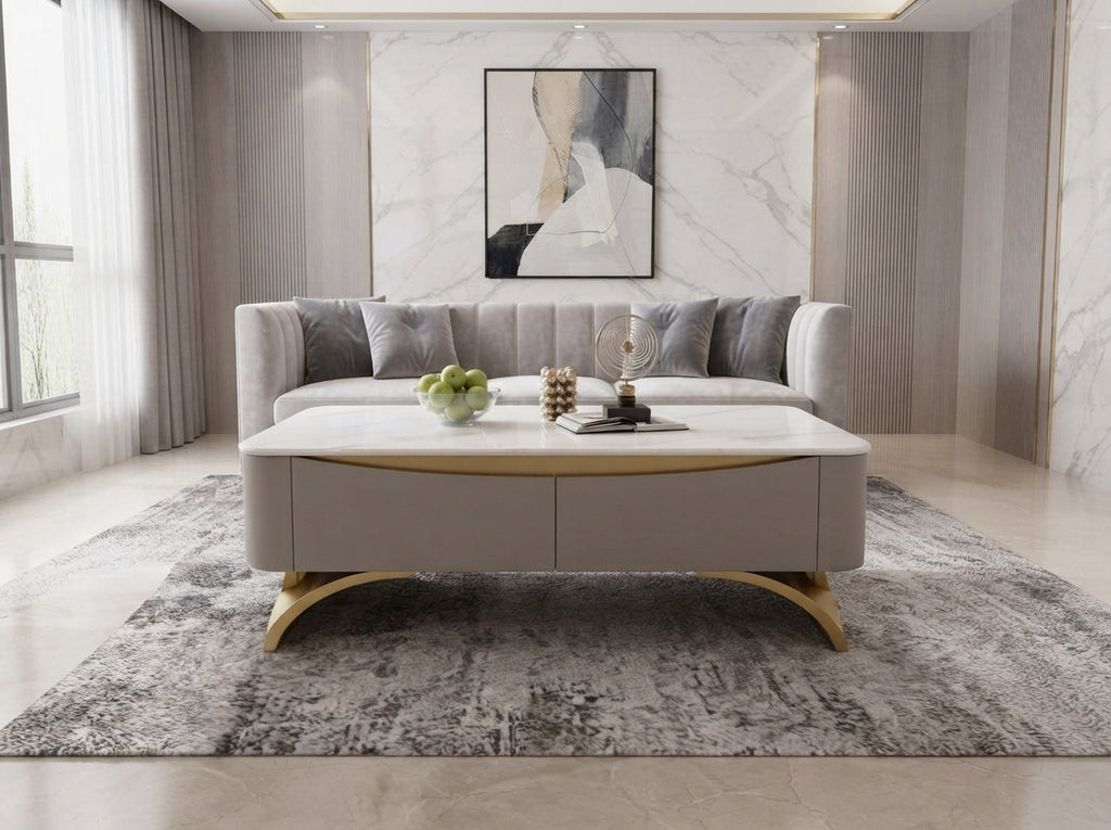 Modern Nesting Sintered Stone/Marble Coffee Table Set