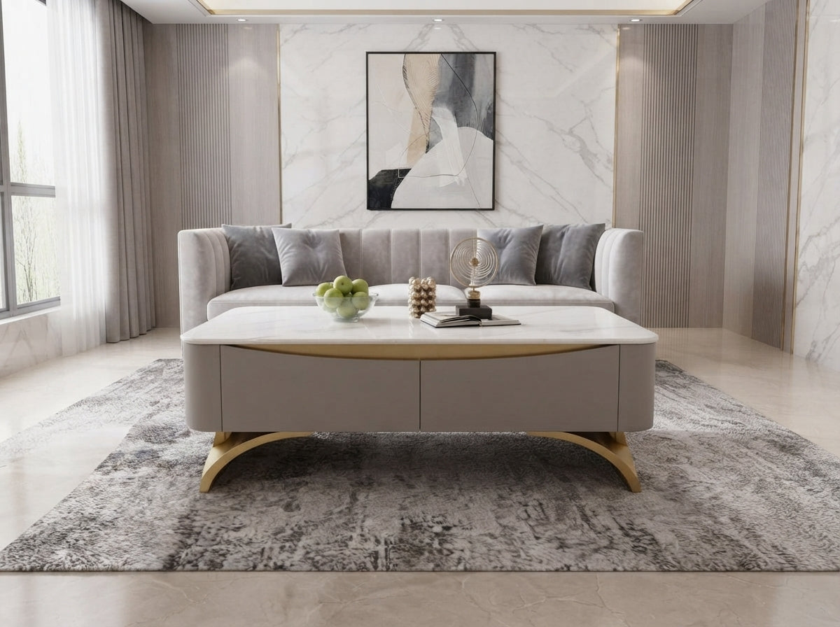 Modern Nesting Sintered Stone/Marble Coffee Table Set