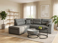 5-Seater L-Shape Sofa Bed – Plush Fabric, Hidden Storage & 2 Ottomans
