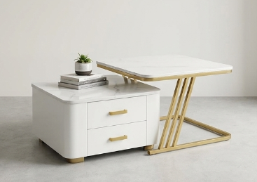 Modern Luxury Nesting Coffee Table Set – Marble Top & Gold Frame