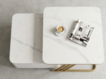 Modern Luxury Nesting Coffee Table Set – Marble Top & Gold Frame