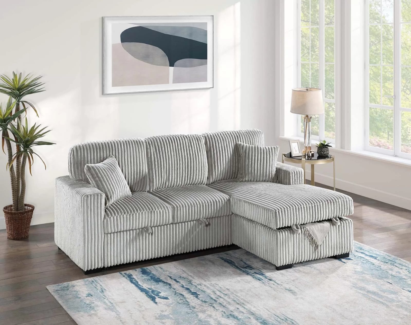 L-Shape Sofa Bed with Integrated Storage
