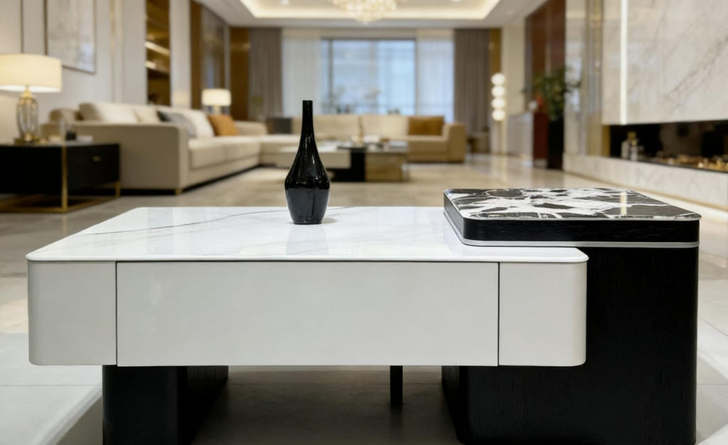 The Alpine Dual-Tier Marble Coffee Table