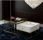 Modern luxury asymmetrical nesting coffee table set