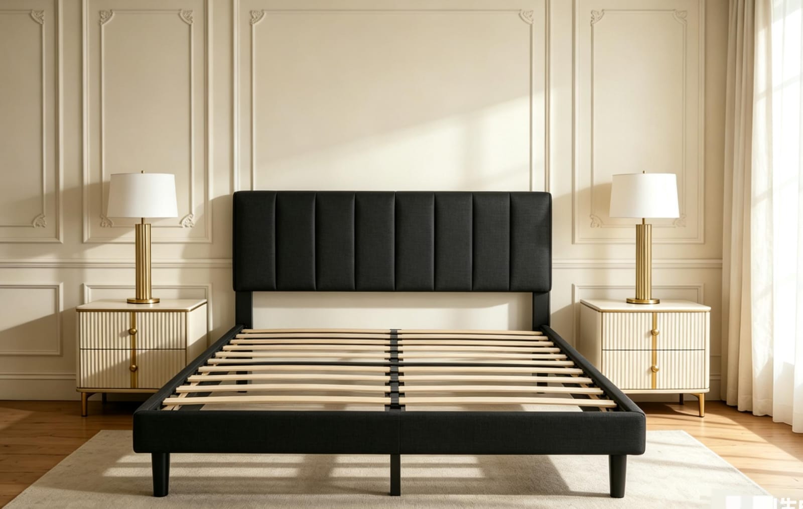 Modern Charcoal Minimalist Bed