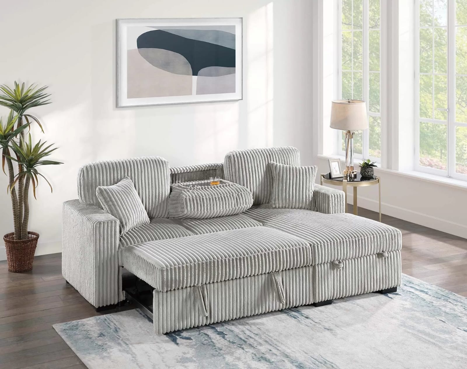 L-Shape Sofa Bed with Integrated Storage