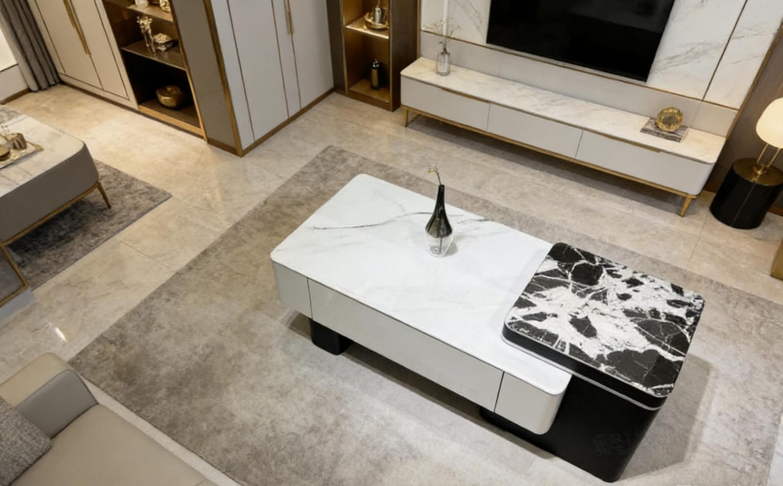 The Alpine Dual-Tier Marble Coffee Table