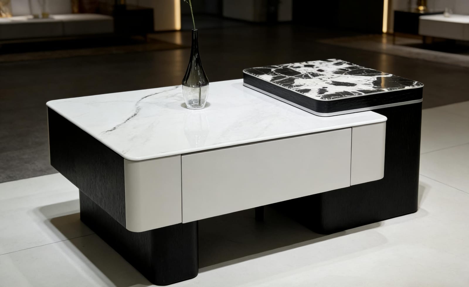 The Alpine Dual-Tier Marble Coffee Table