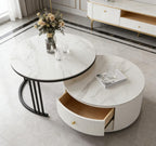 The Alpine Nested Marble Coffee Table Set with Storage Drawer