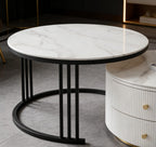 The Alpine Nested Marble Coffee Table Set with Storage Drawer