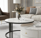 The Alpine Nested Marble Coffee Table Set with Storage Drawer