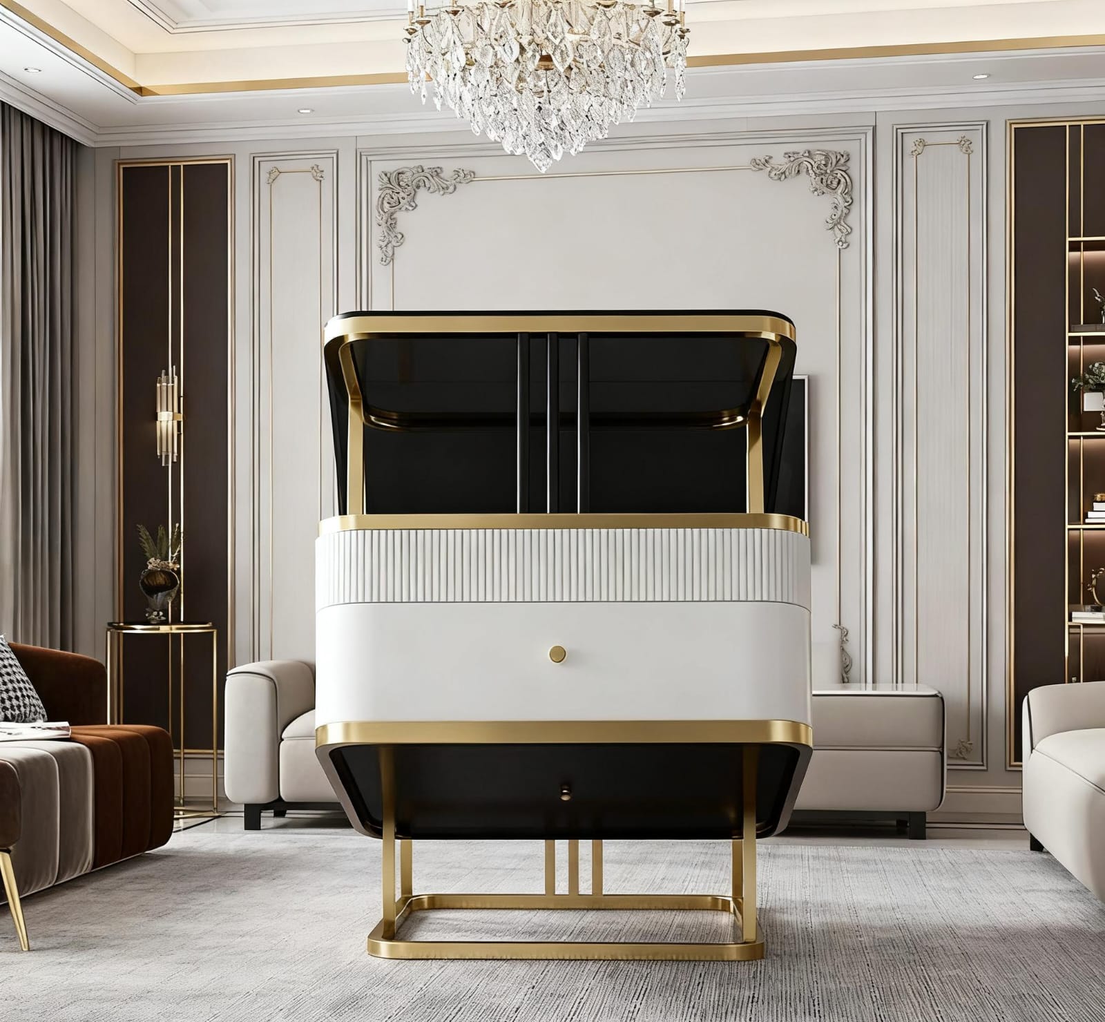 Modern luxury asymmetrical nesting coffee table set