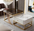 Modern luxury asymmetrical nesting coffee table set