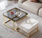 Modern luxury asymmetrical nesting coffee table set
