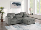 Corduroy Convertible Sofa Bed – Plush Ribbed Fabric Sleeper Couch with Storage
