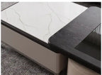 Metro Modern Transforming Coffee Table Set – Faux Marble, Tempered Glass & Storage Poufs